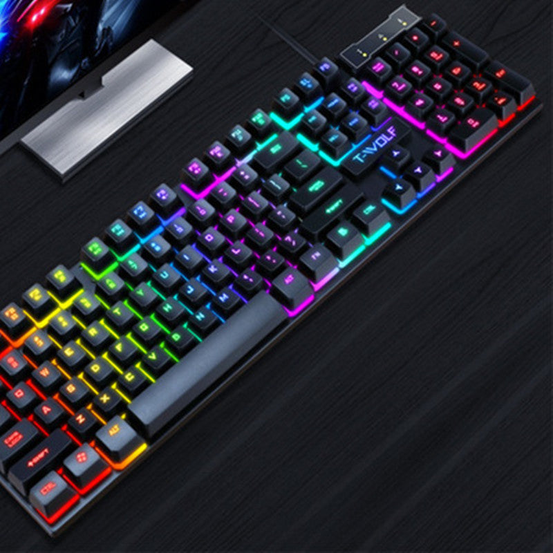 Gaming Luminous Wired Keyboard Floating Manipulator -  Mouse, T20 BLACK, T20 BLACK with mouse 