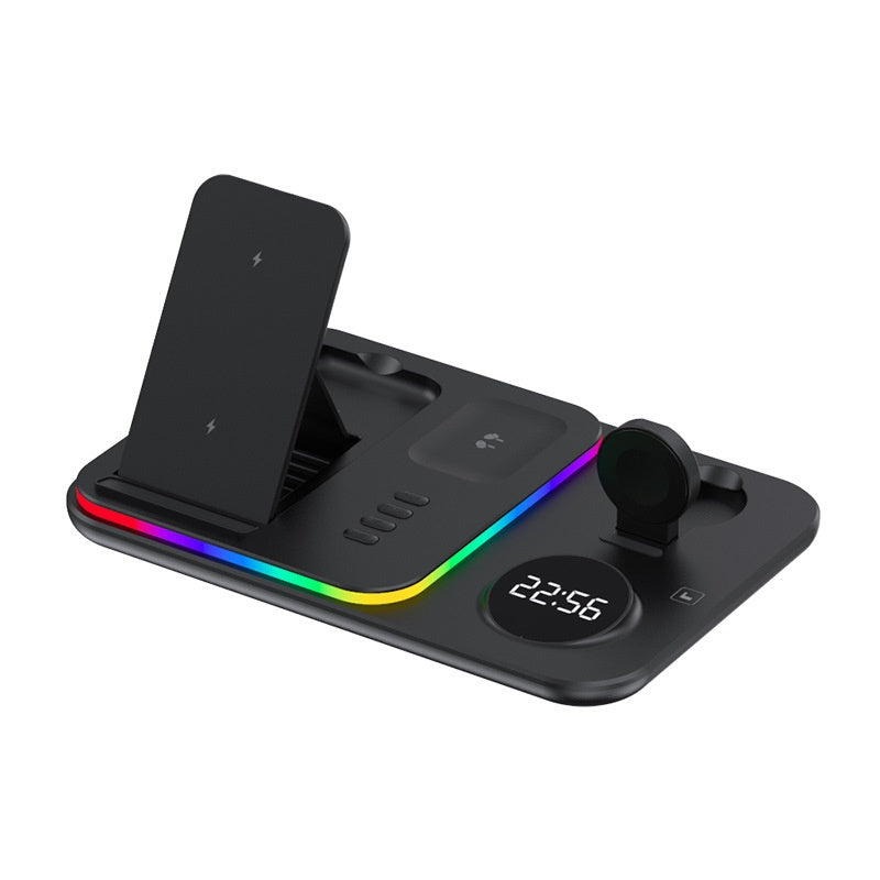 Versatile 30W Wireless Magnetic Charger Trio -  Black Colorful Light Apple, Black Colorful Light Samsung, Black Warm Lamp Samsung, Black Warm Light Apple, Ivory White Warm Lamp Apple, Ivory White Warm Lamp Samsung, White Colorful Light Apple, White Colorful Light Samsung 