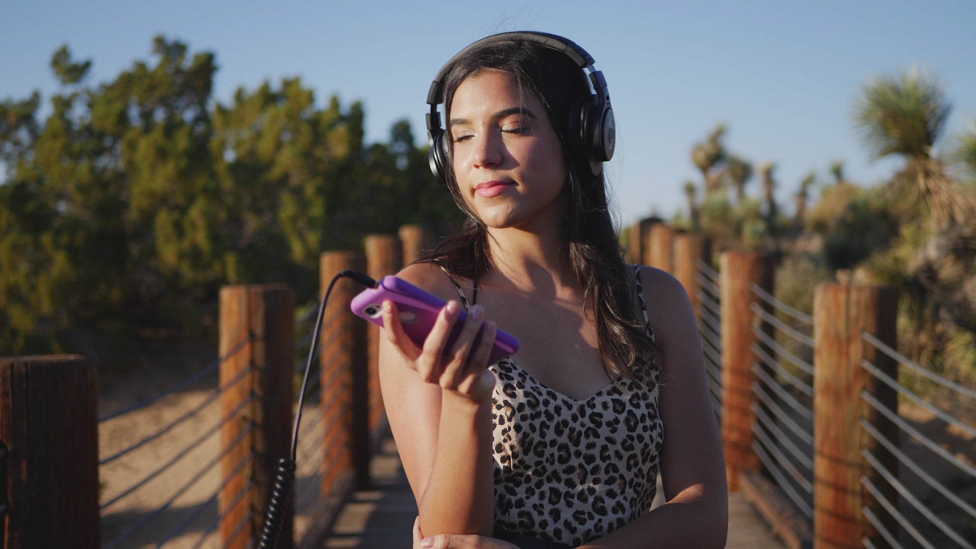 A girl using headphones